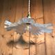 Vintage suspension lamp in pleated opaline