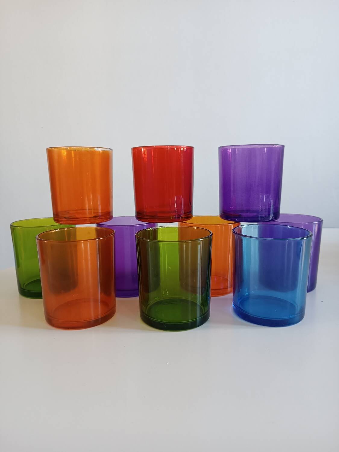 Set of 10 multi-colored water glasses Italy 1980