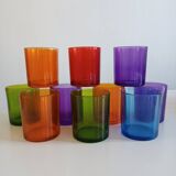 Set of 10 multi-colored water glasses Italy 1980