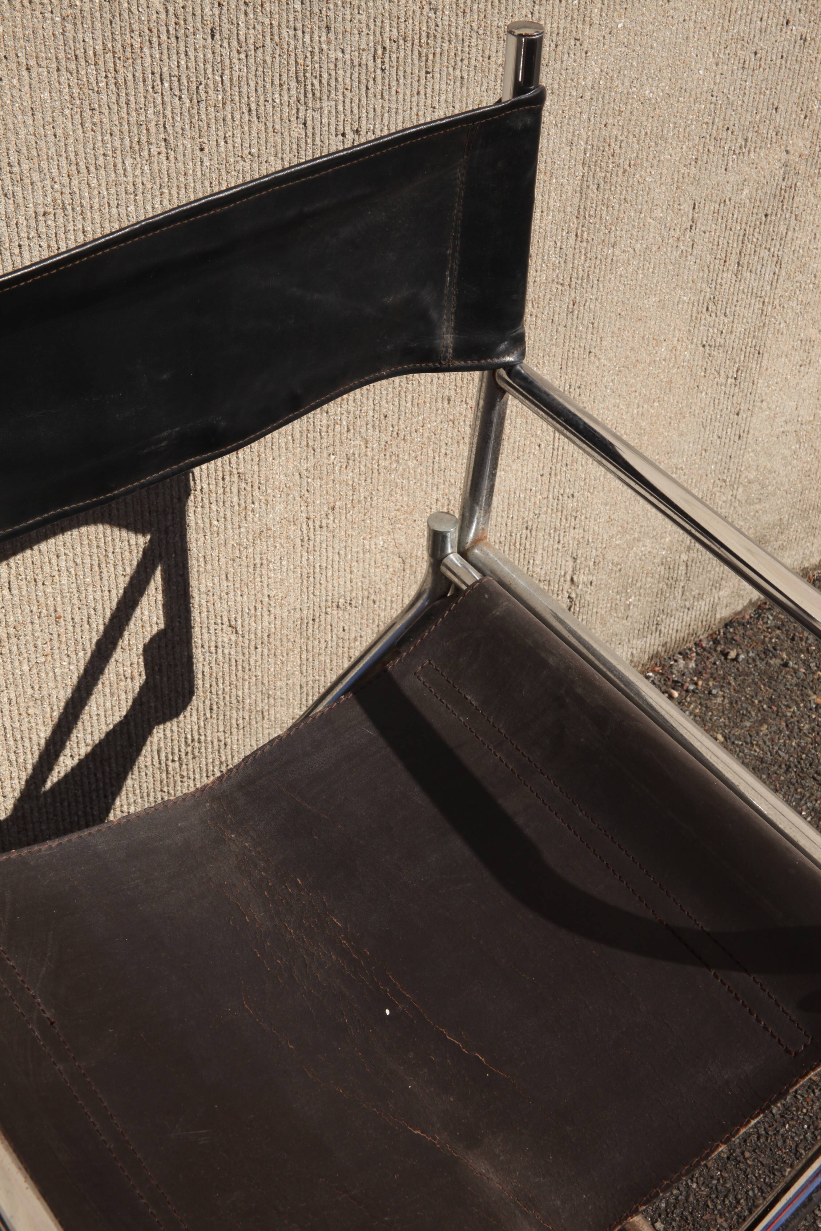 Lafuma folding leather armchair