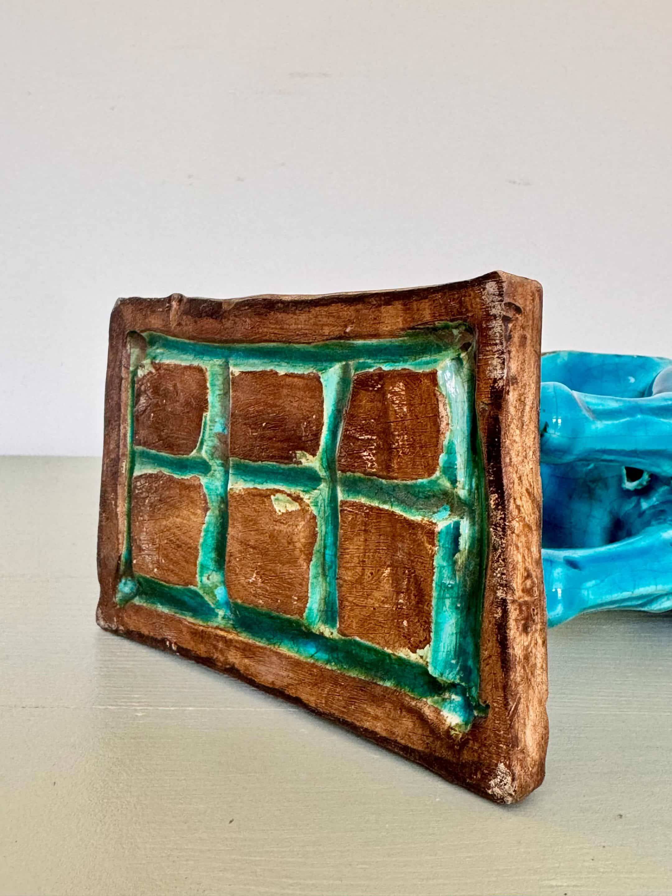 Sculpture of a Tang horse in turquoise blue earthenware