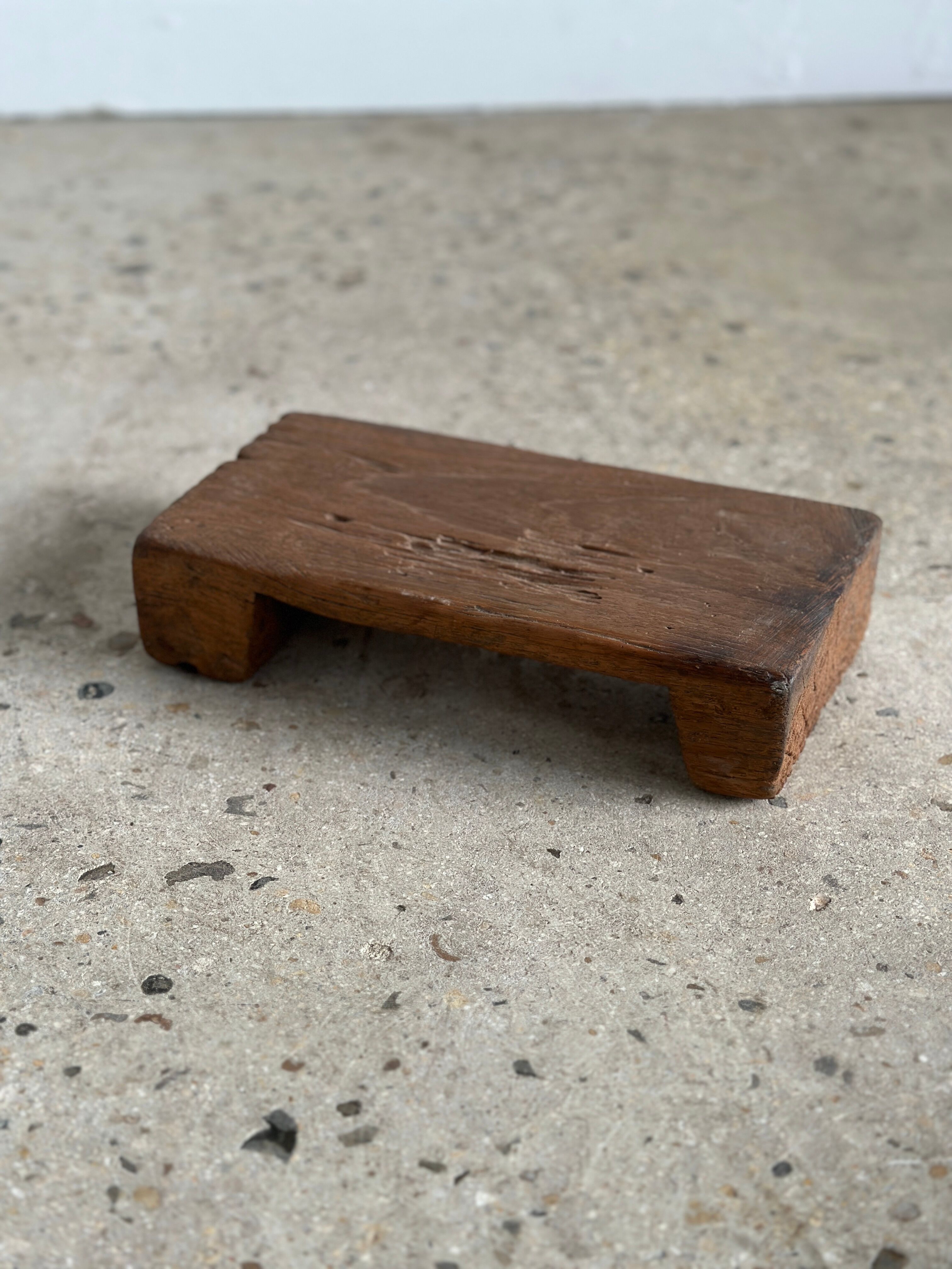 Mini Asian teak side stool blonde