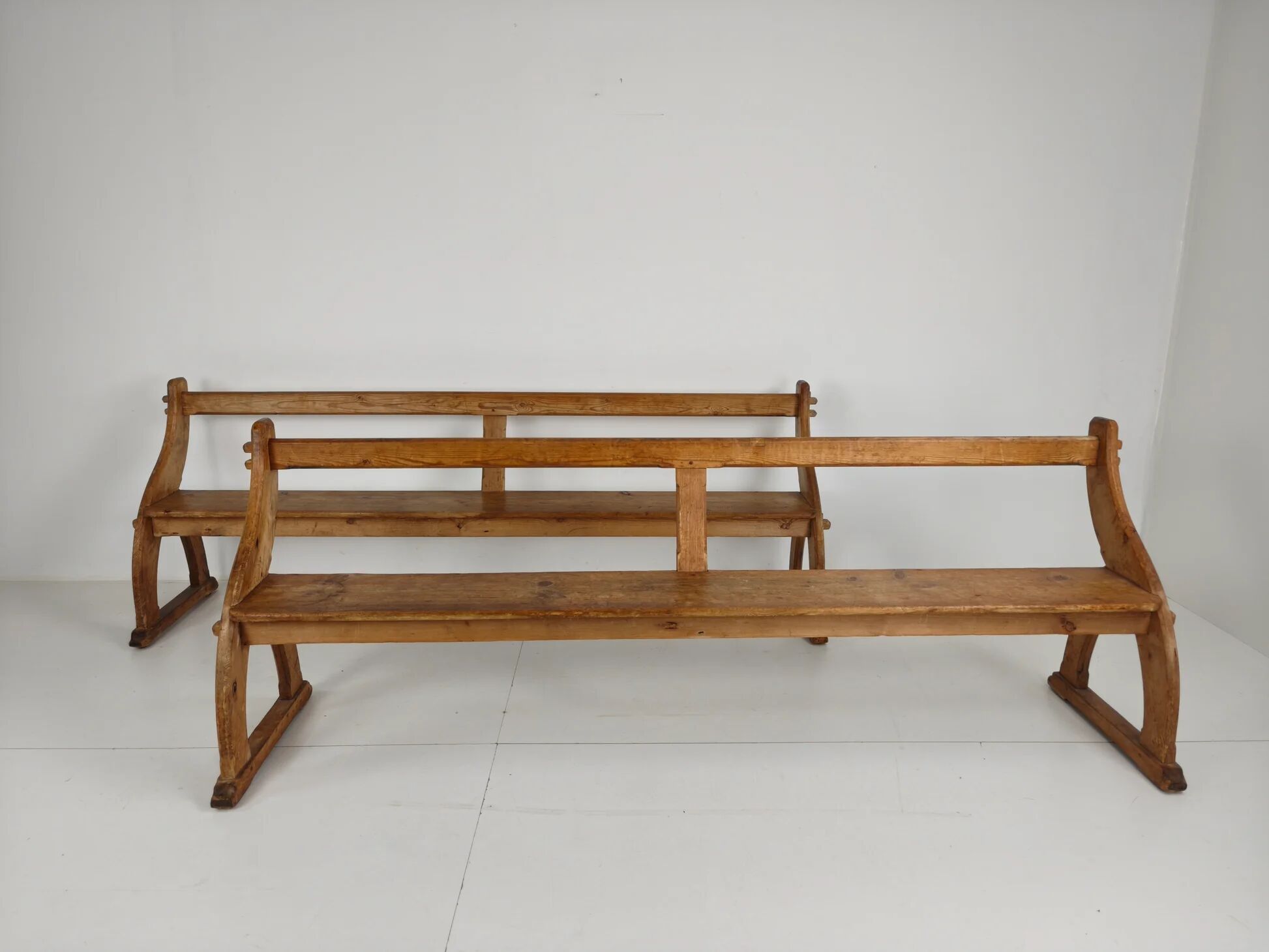 Victorian pitch pine school benches – circa 1900, England