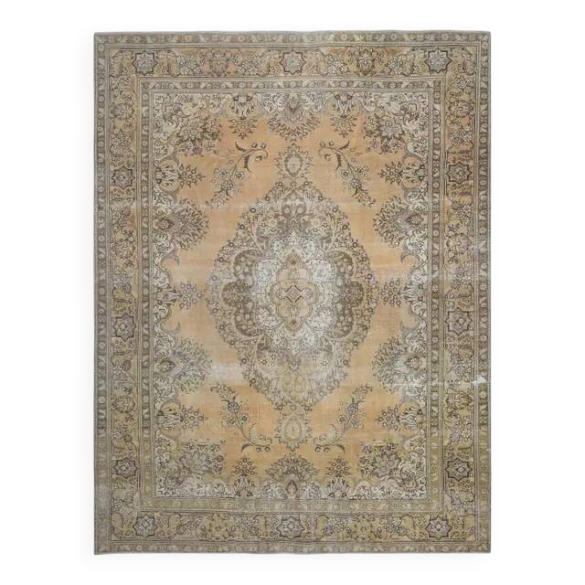 1960s Persian Handmade Wool Cotton Orange Oversized Area Rug 289x387