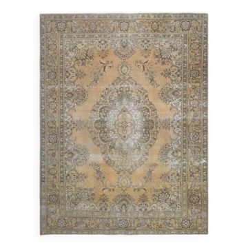 1960s Persian Handmade Wool Cotton Orange Oversized Area Rug 289x387