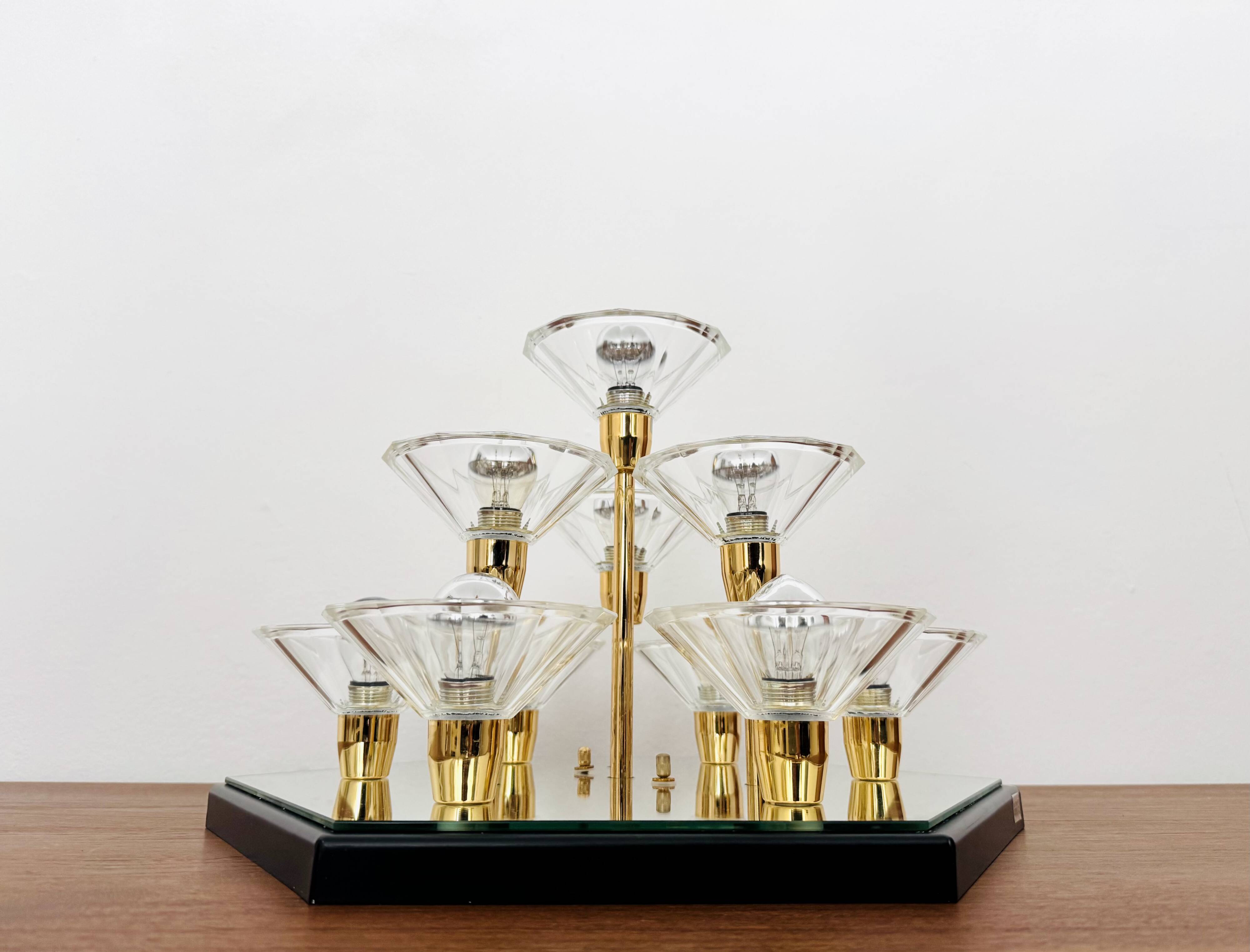 1980s Bicolor Glass Flush Chandelier by F. Fabbian