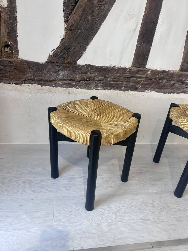 2 "Meribel" stools in black by Charlotte Perriand, 1960