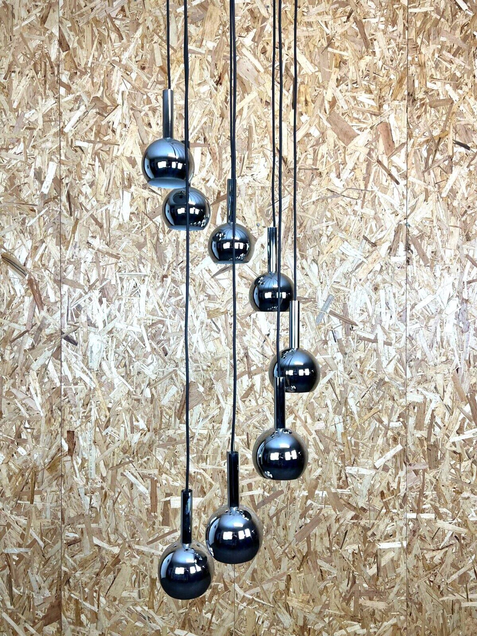 Lampe cascade plafonnier chrome space age 60s 70s Wortmann & Filz