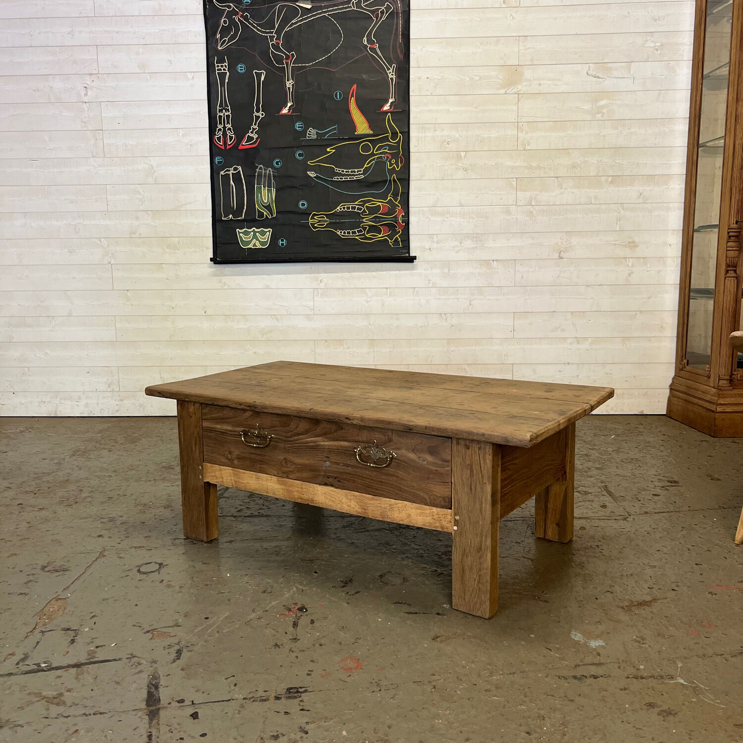 Rustic chestnut farmhouse coffee table