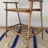 Chevet ou table d’appoint vintage en bambou et rotin