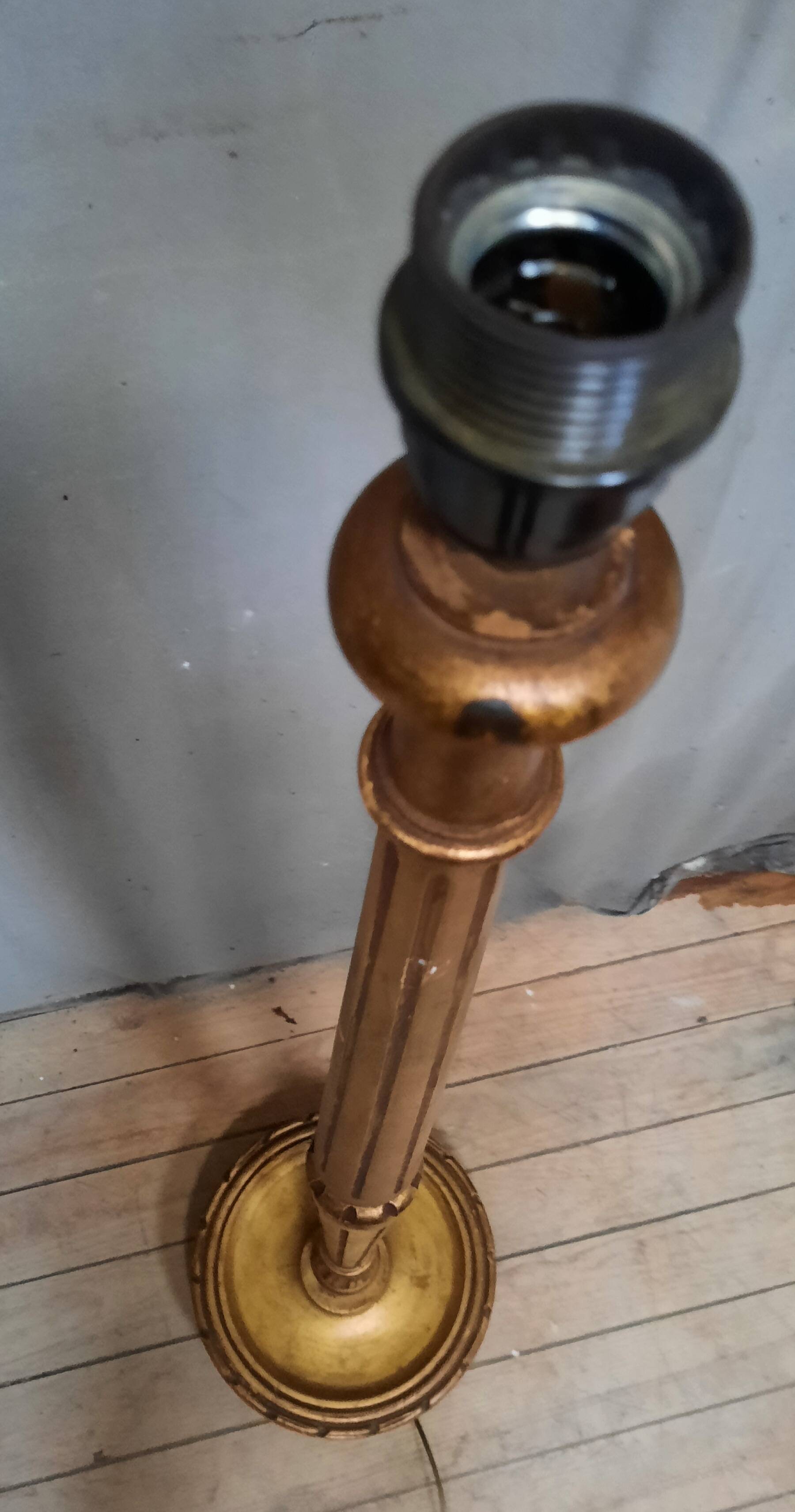 Golden wood floor lamp