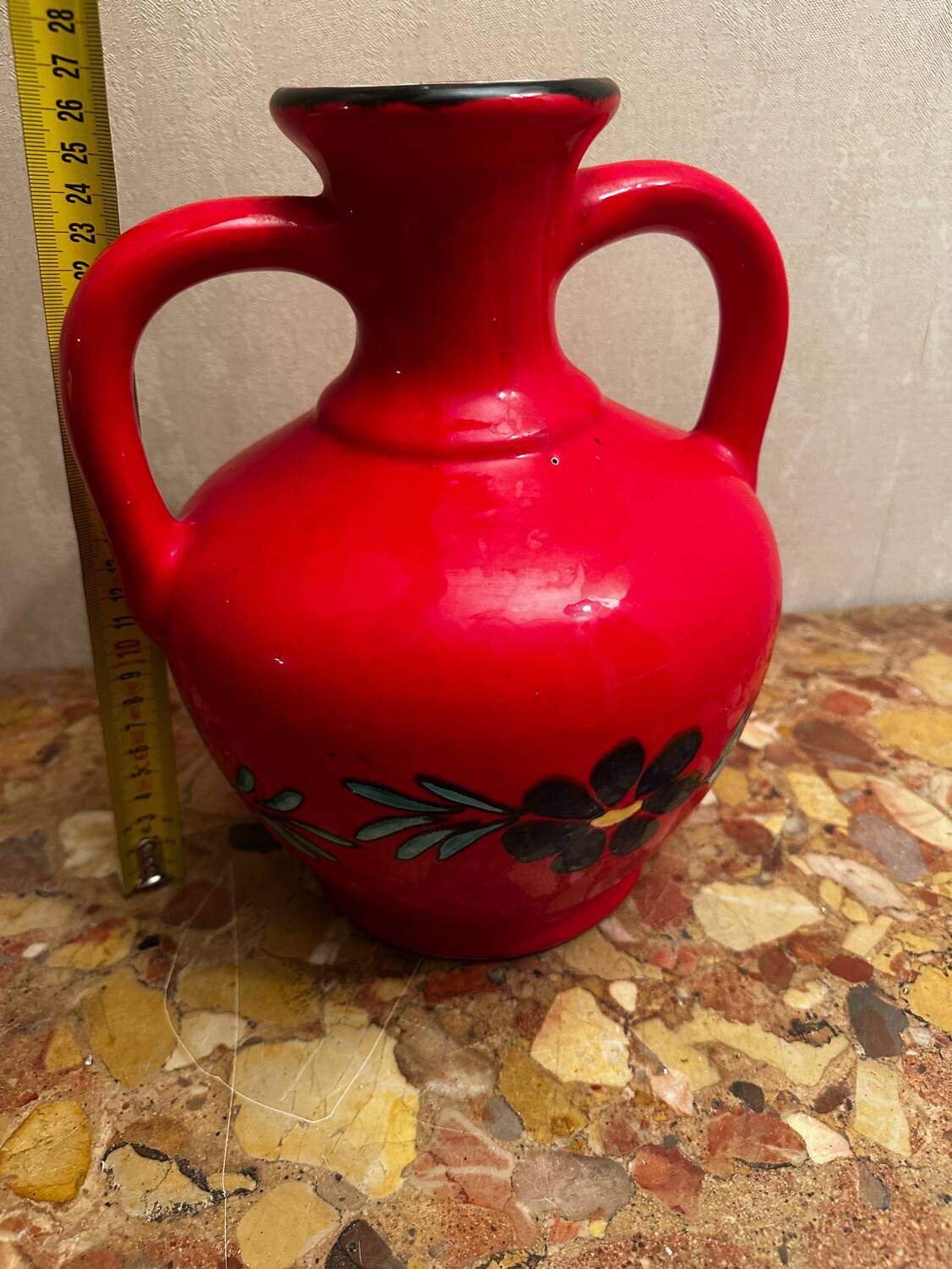 Vintage 1960s ceramic amphora vase H 27 cm