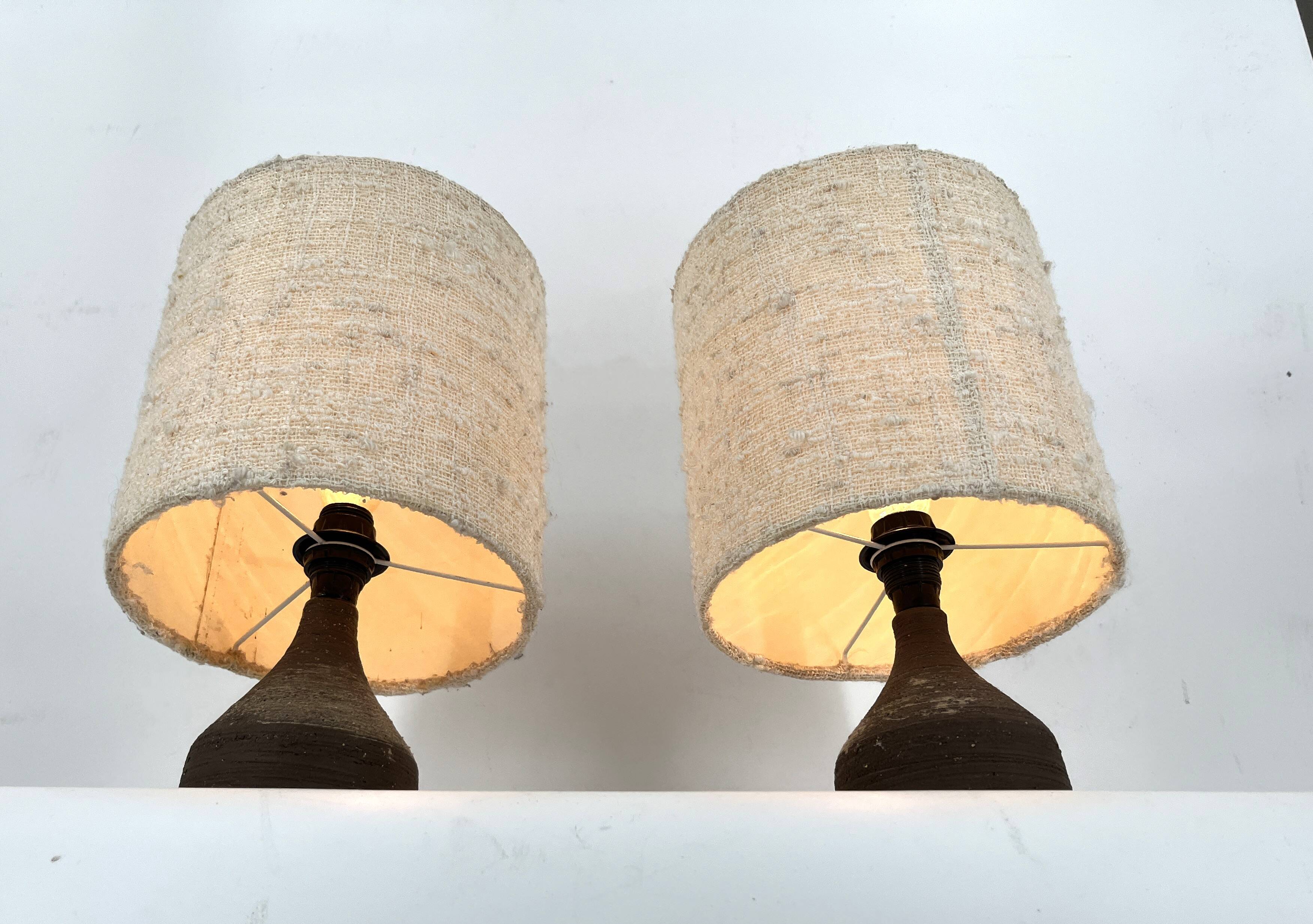 1960s Ceramic Table lamps With Original Fabric Shade From Krösselbach