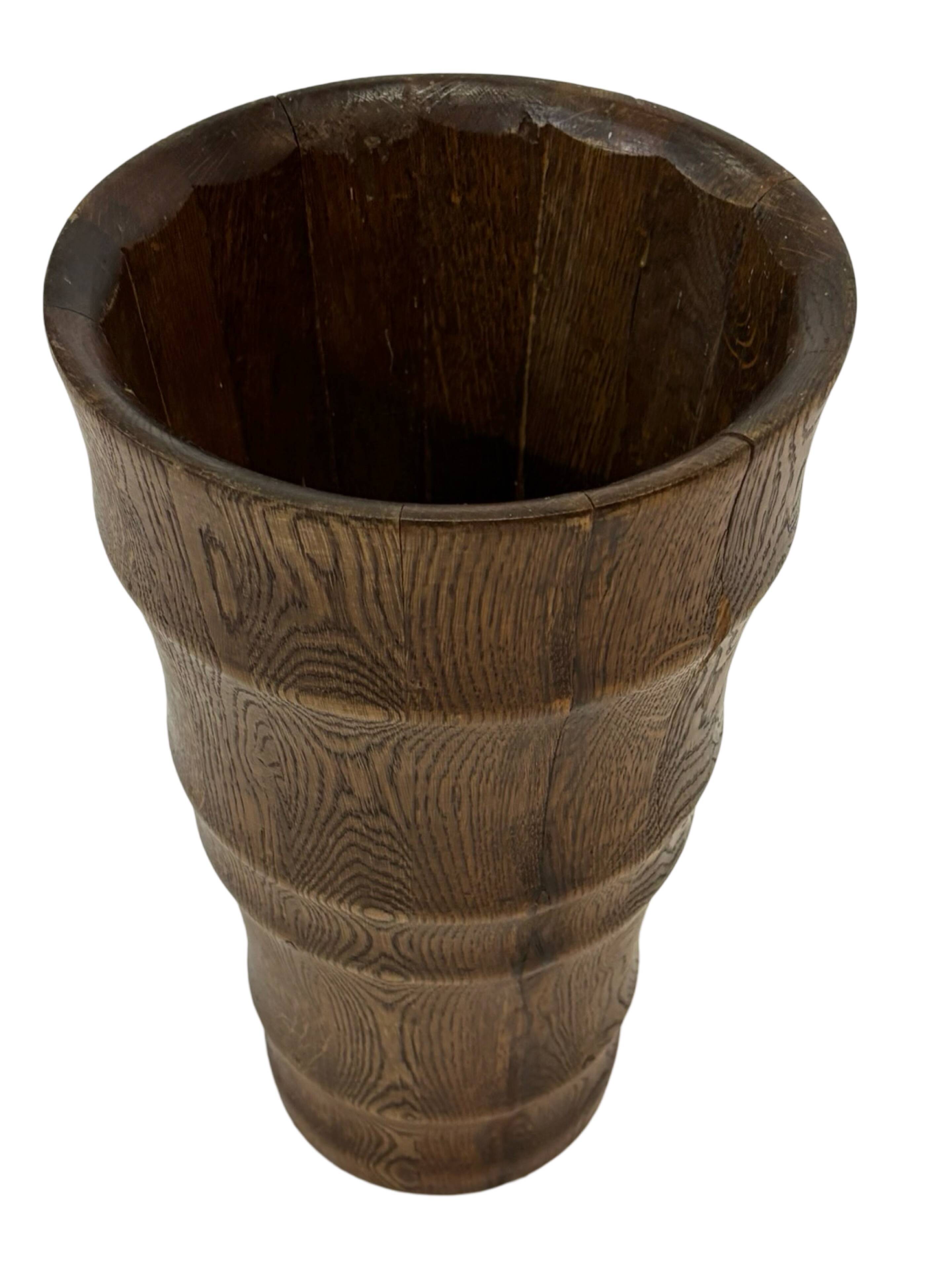 Vintage umbrella holder wooden basket storage 1960 minimalist design