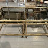 Coffee table and nesting tables Bamboo model - Bronze Italy 1970