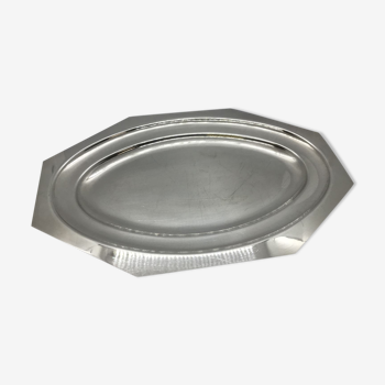 Silver metal serving dish