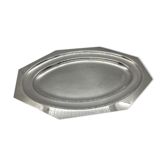 Silver metal serving dish