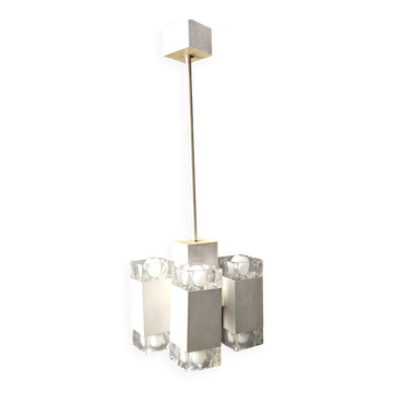 Vintage italian cubic chandelier by Gaetano Sciolari, 1970s