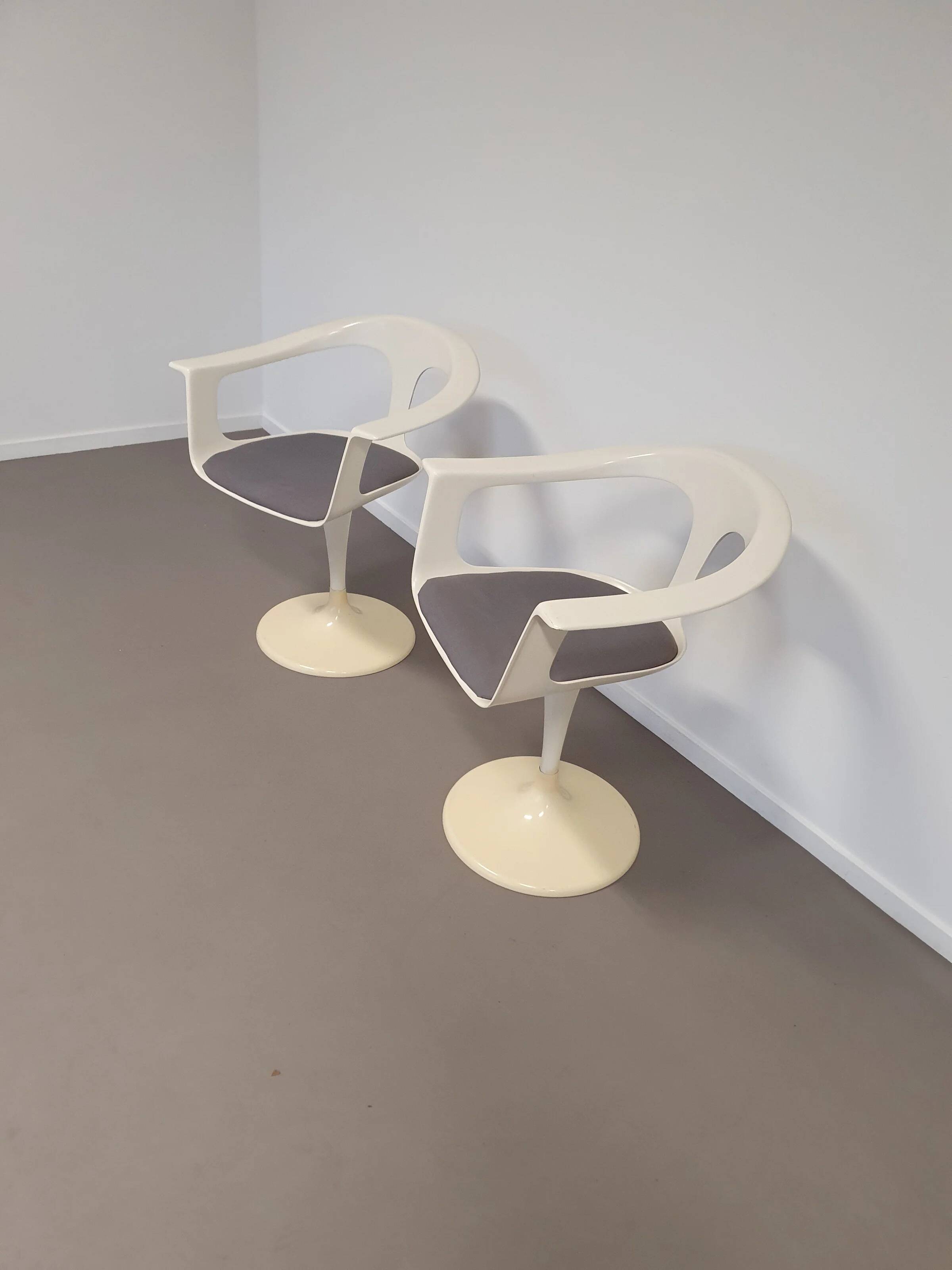 2 x chaise Tulip Lusch, rare, 1972, design blanc, design vintage Colani