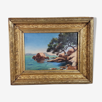 Oil on canvas Mediterranean landscape, signed, framed 39x31cm Gabriel Salomon