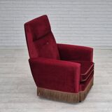 1970s, Danish highback armchair, original condition, red furniture velour.