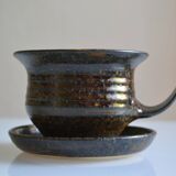1970s ceramic cup and saucer signed