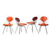 Set of 4 Eames wire chairs for Herman Miller with original Bikini seats by Girard.