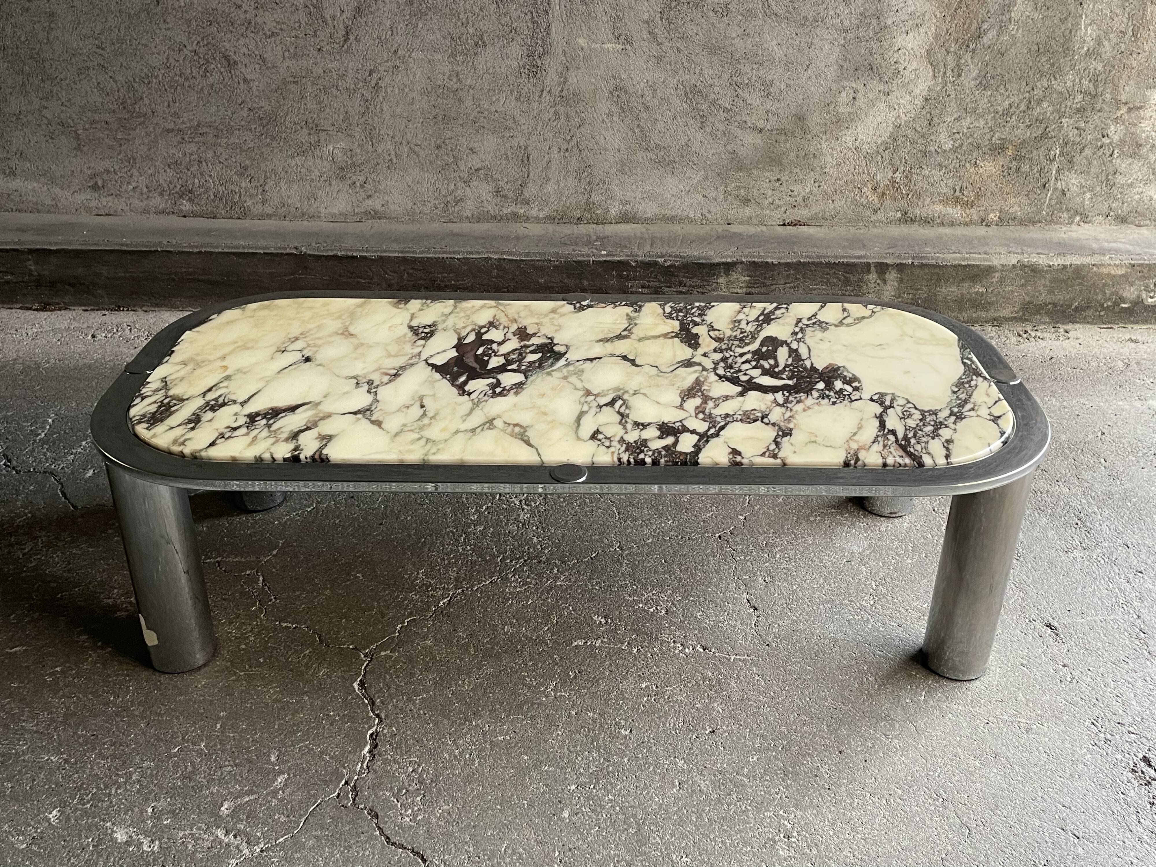 Italian marble and chrome coffee table, 1970s
