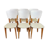 Suite de 6 chaises vintages en skaï blanc