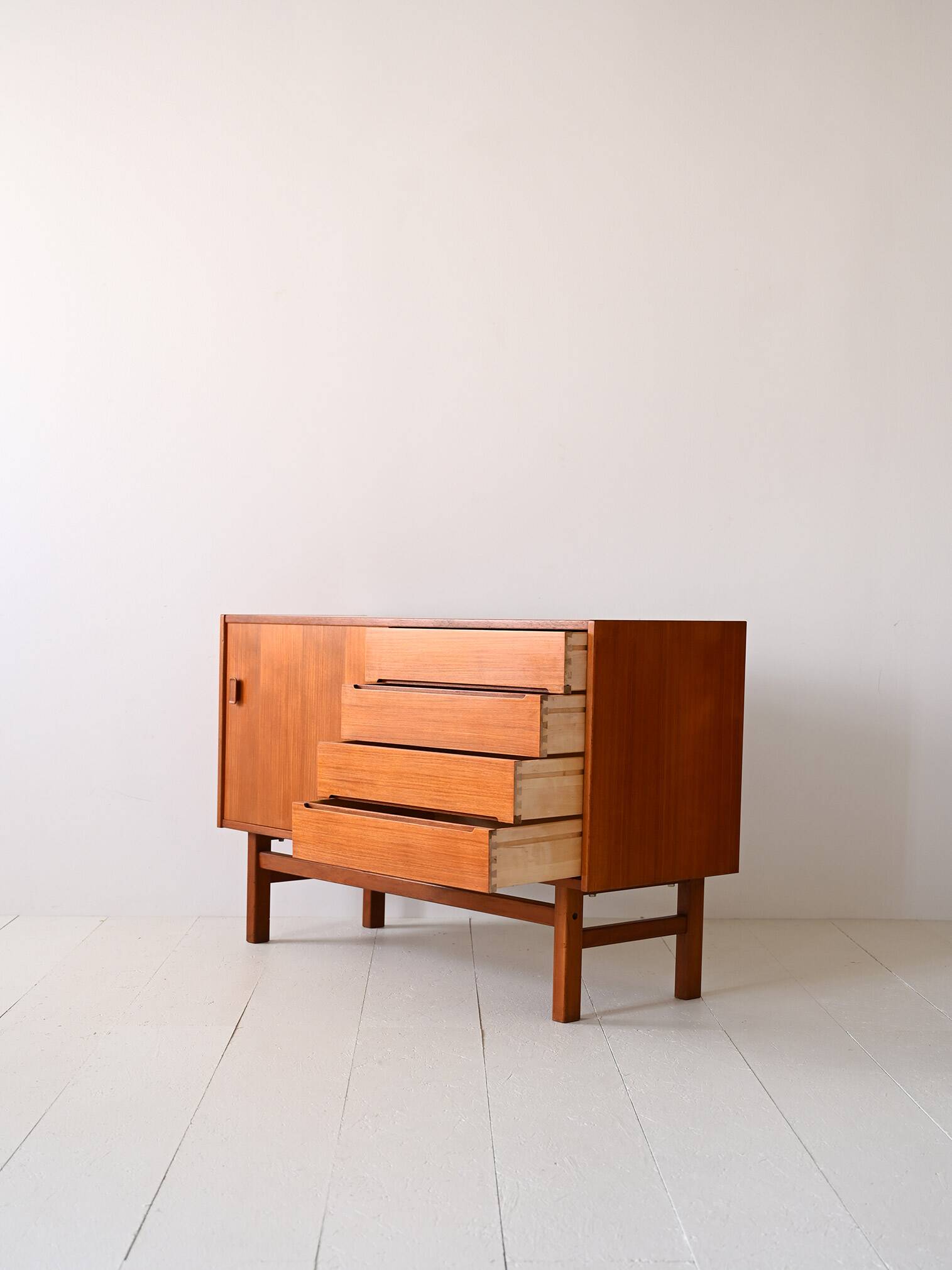 Teak sideboard with sliding door