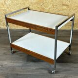 60s 70s serving trolley dinette made of teak & chrome Danish Modern Design