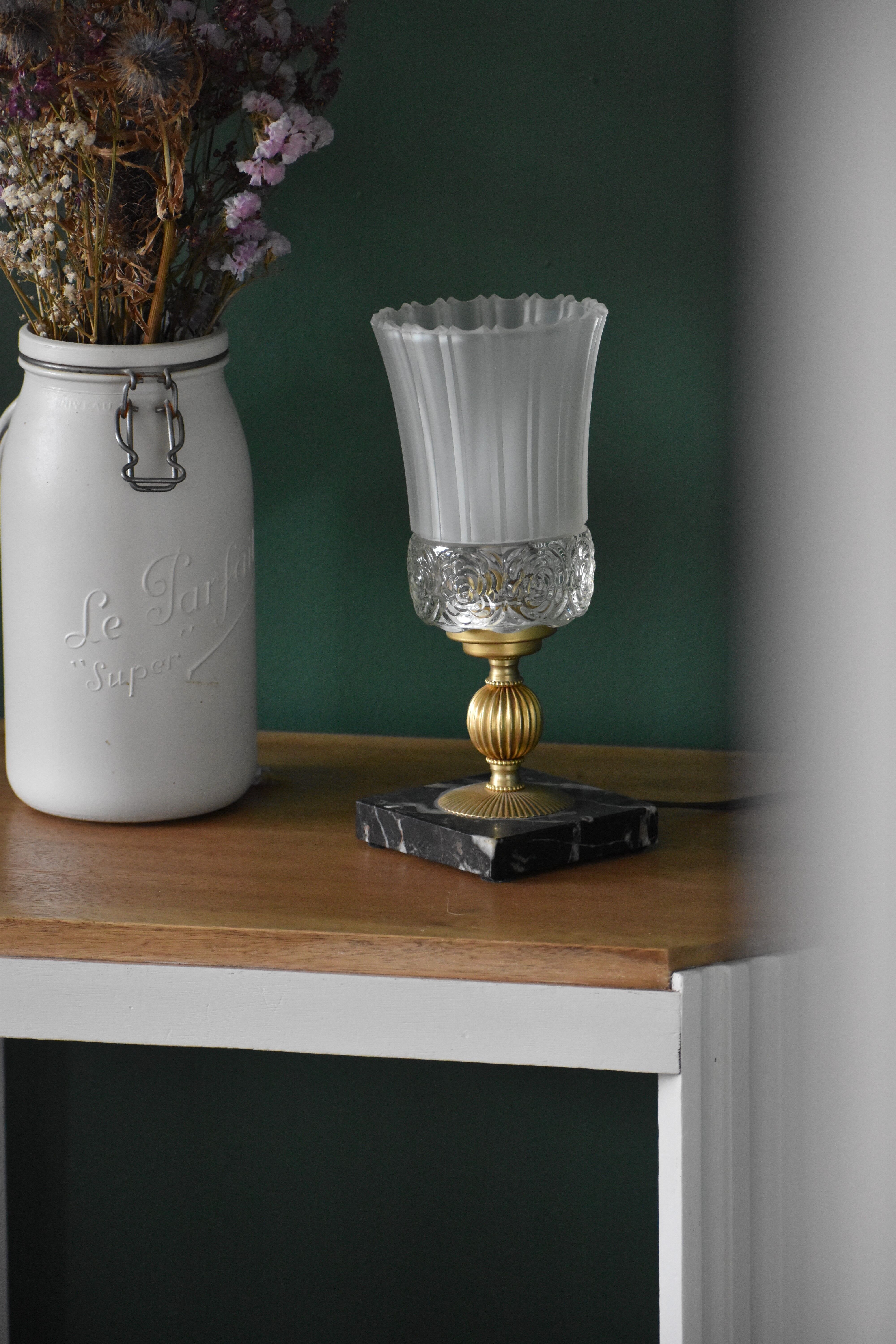 Art Deco marble foot lamp