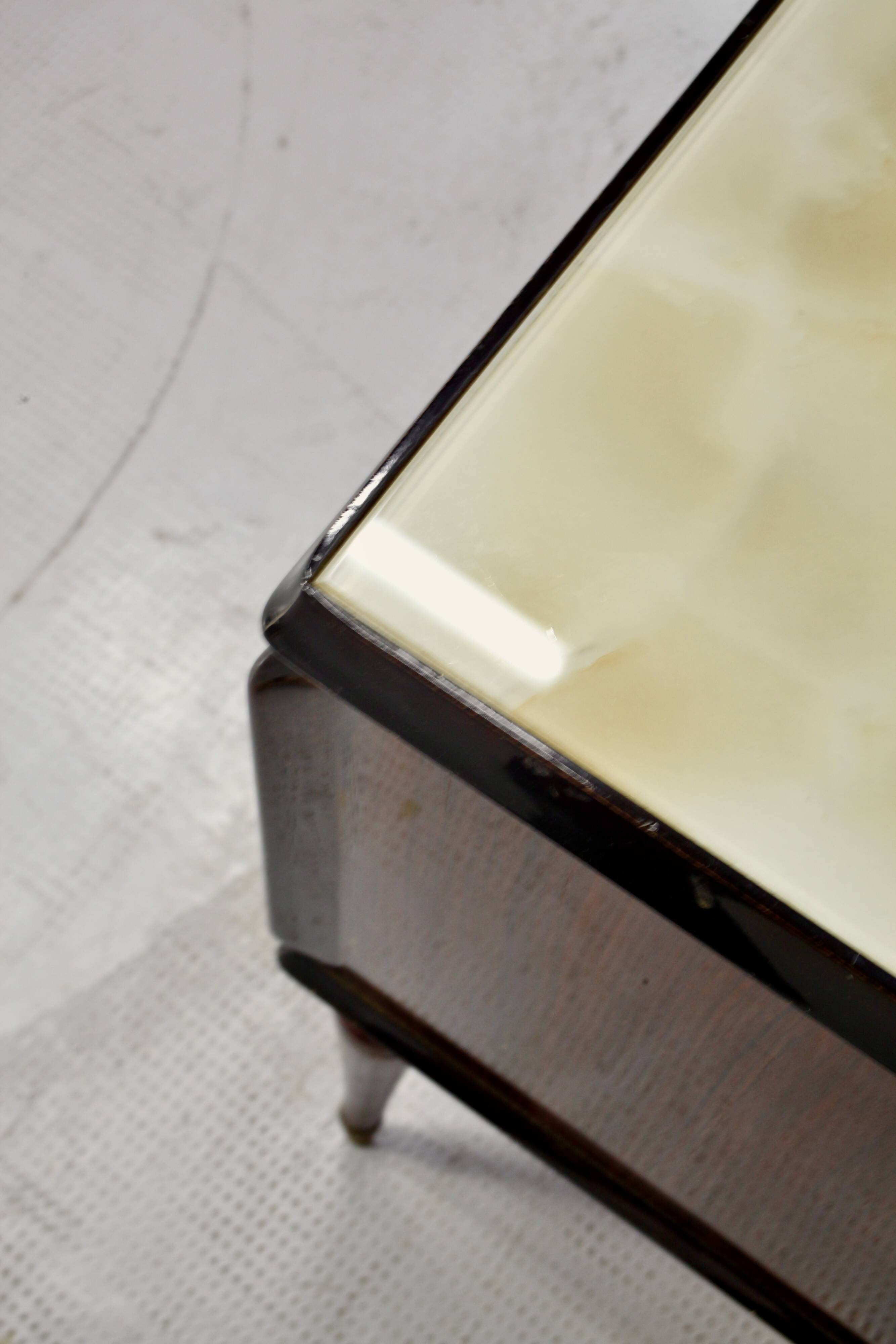 Midcentury Italian Sideboard / Dresser In Walnut And Brass. Vintage Modern