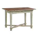 Vintage white solid wood side table (France, circa 1960)