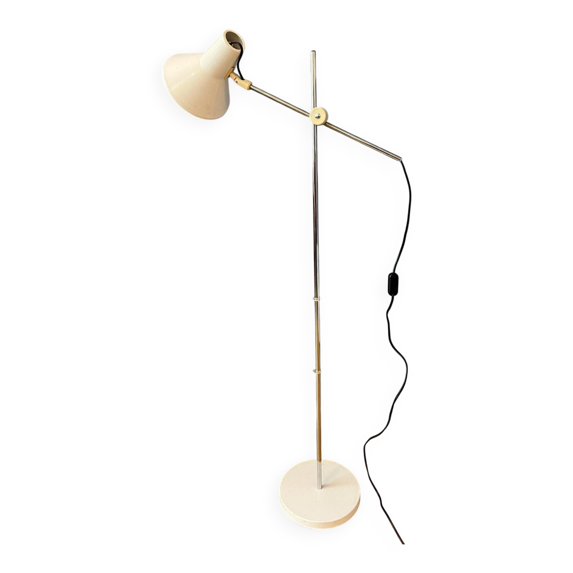Lampadaire réglable blanc vintage des années 50