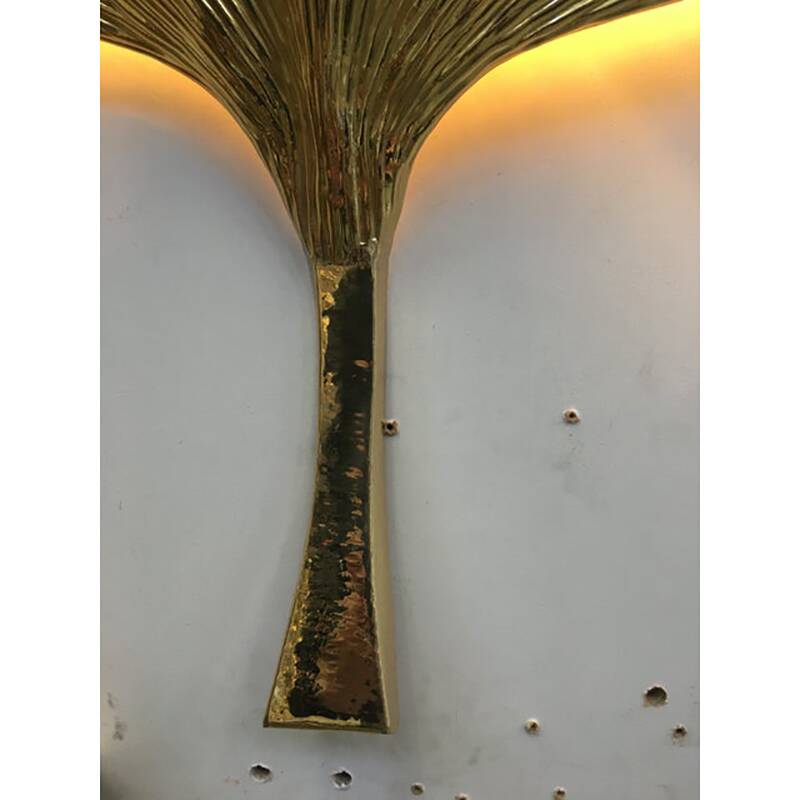 Paire d'appliques feuille en métal doré