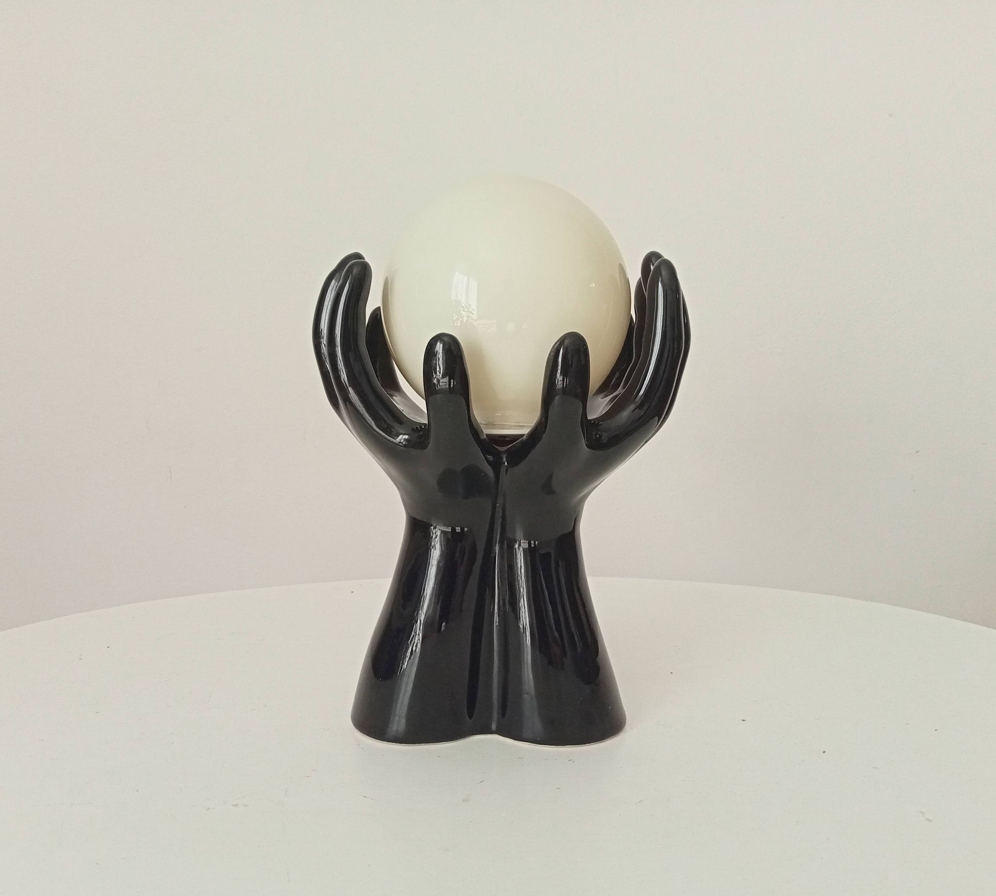 Vintage Italian ceramic and opaline lamp from the 80s
