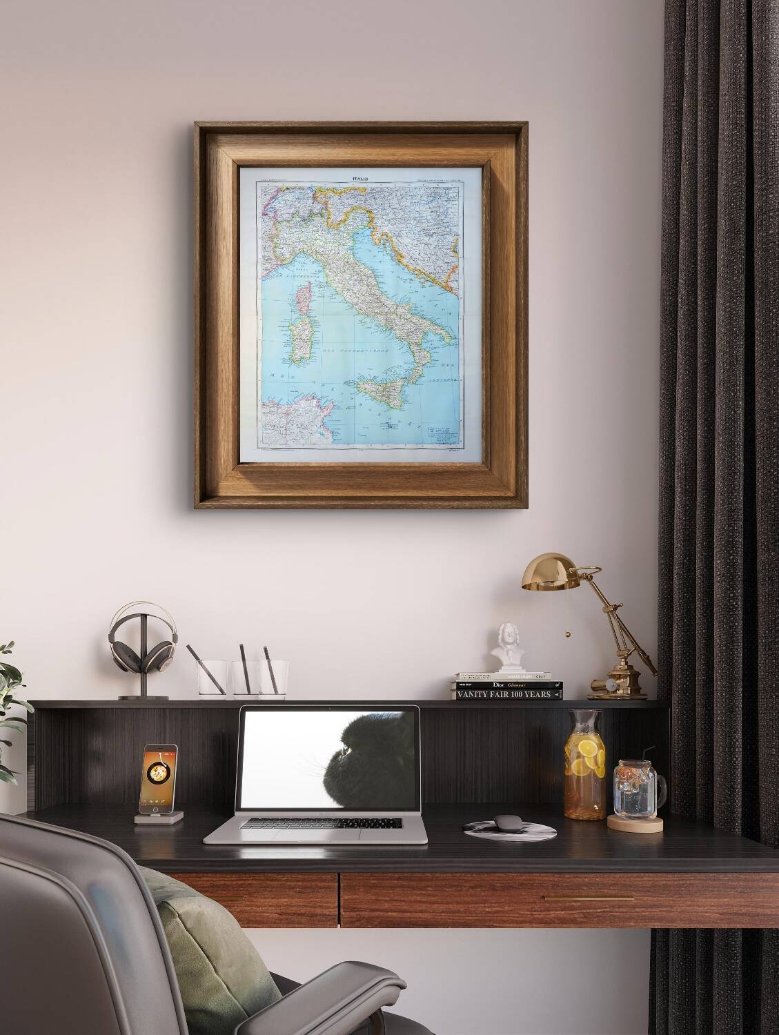 Italy, original map printed in 1907.