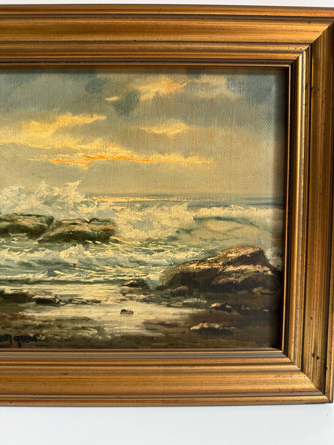 Oil painting on canvas Marine gold frame