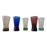 Set of 5 vintage colored aperitif glasses from the 60s/70s