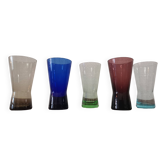 Set of 5 vintage colored aperitif glasses from the 60s/70s