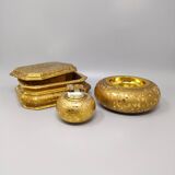 1970s Exquisited Handcrafted Smoking Set in Ceramic and Gold Leaf. Made in