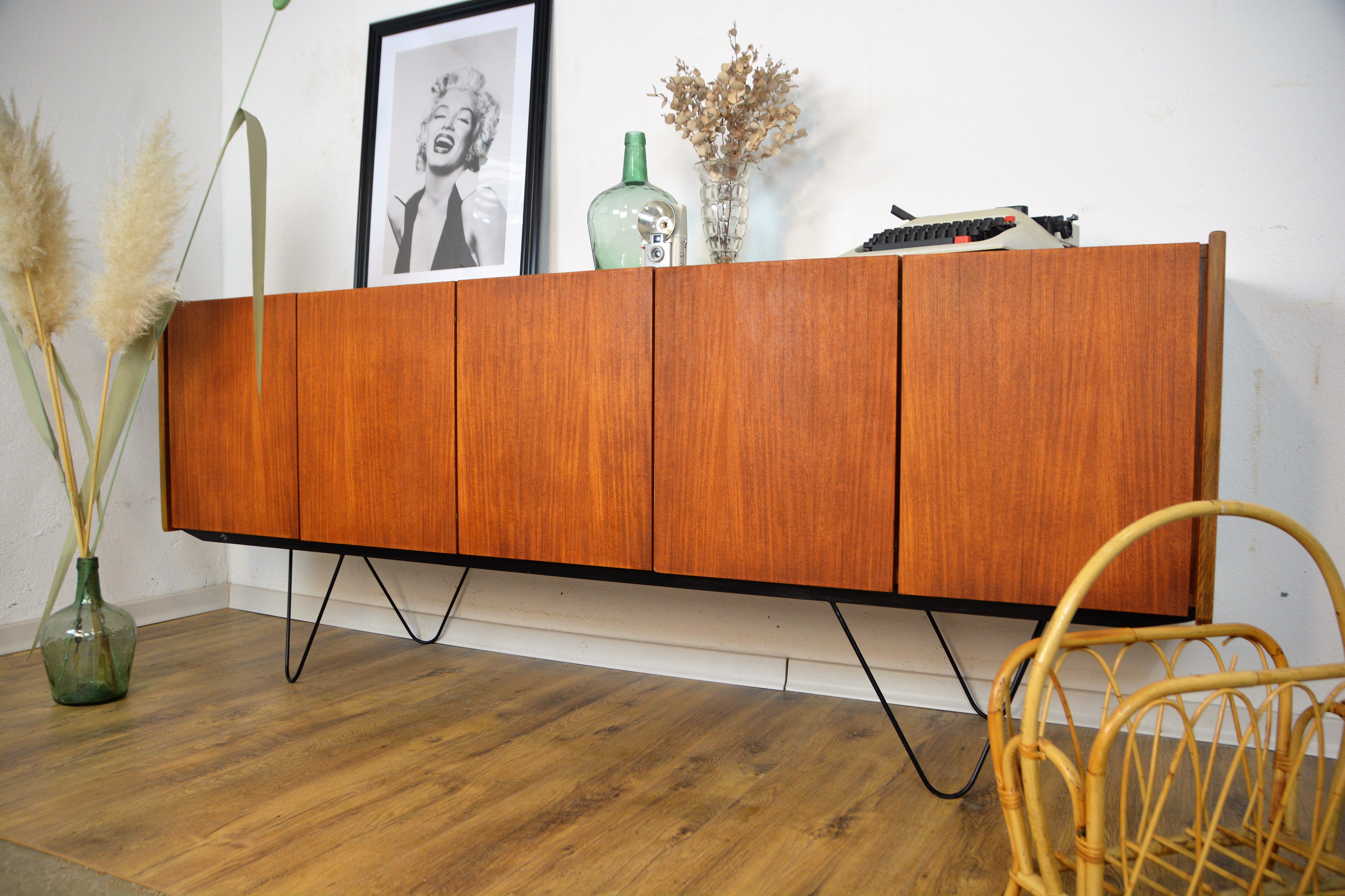 Scandinavian teak and metal sideboard
