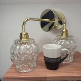Pair of vintage glass gold wall sconces
