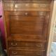Louis XVI period mahogany secretary, white marble top, clover lock