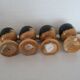 4 Pinocchio wooden egg cups Italy New