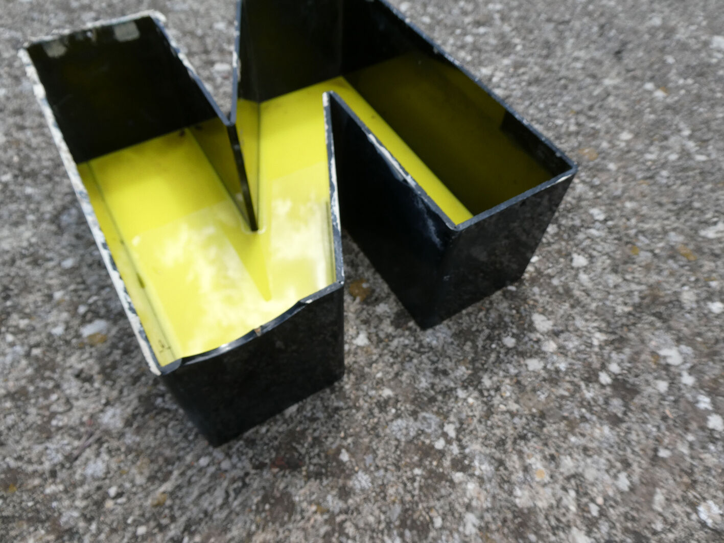 Yellow and black industrial sign letter "N"