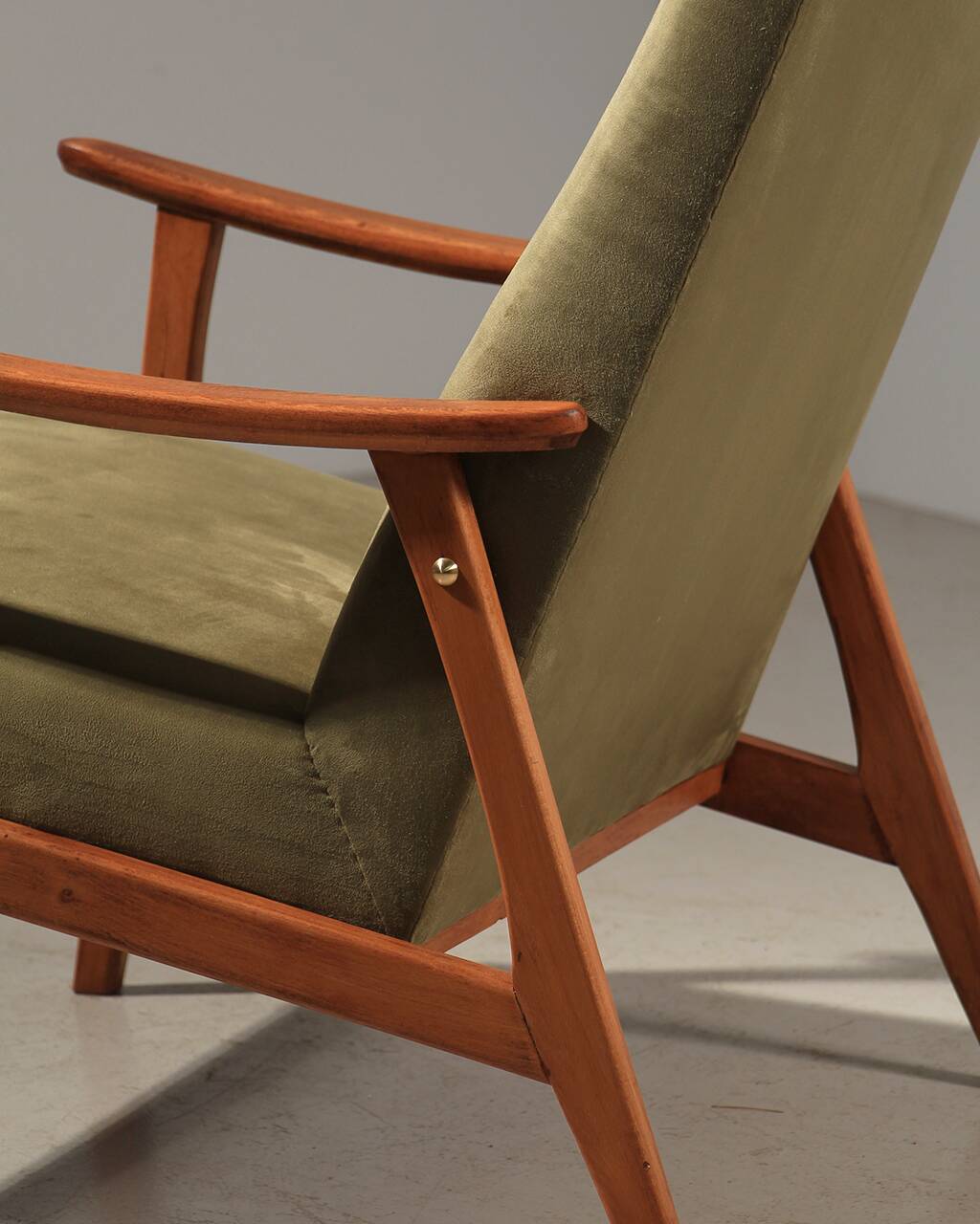 Vintage green velvet armchair