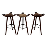 Brutalist Marbela style 1960s bar tripod stools