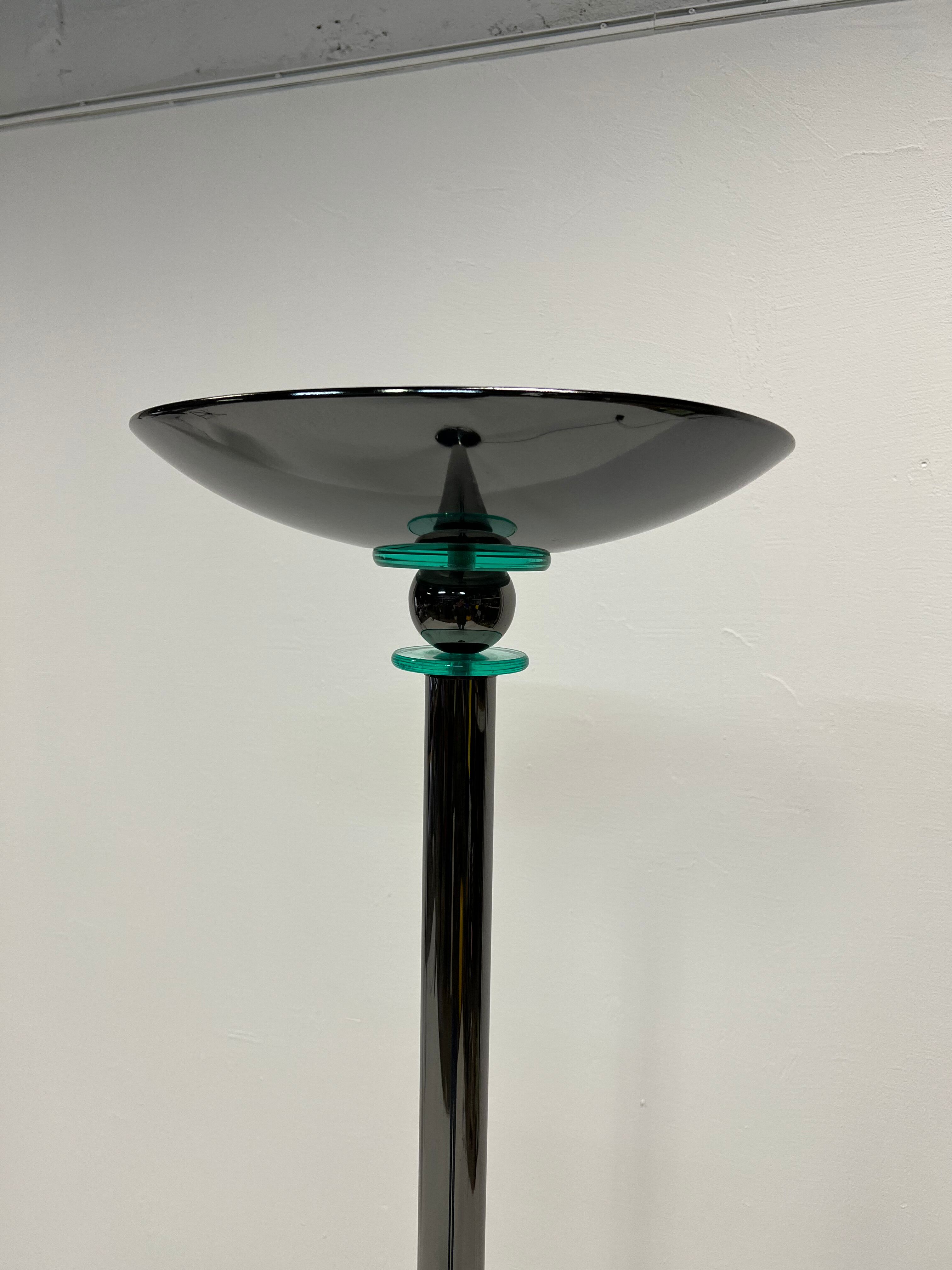 Floor lamp, 80s silver metal